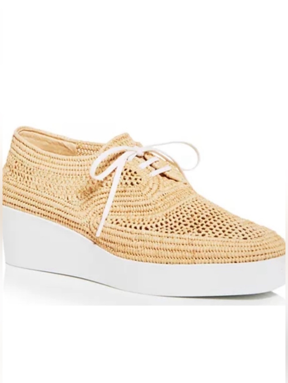 Clergerie Paris LISA Woven Raffia Platform Oxford Wedge Shoes Size 37